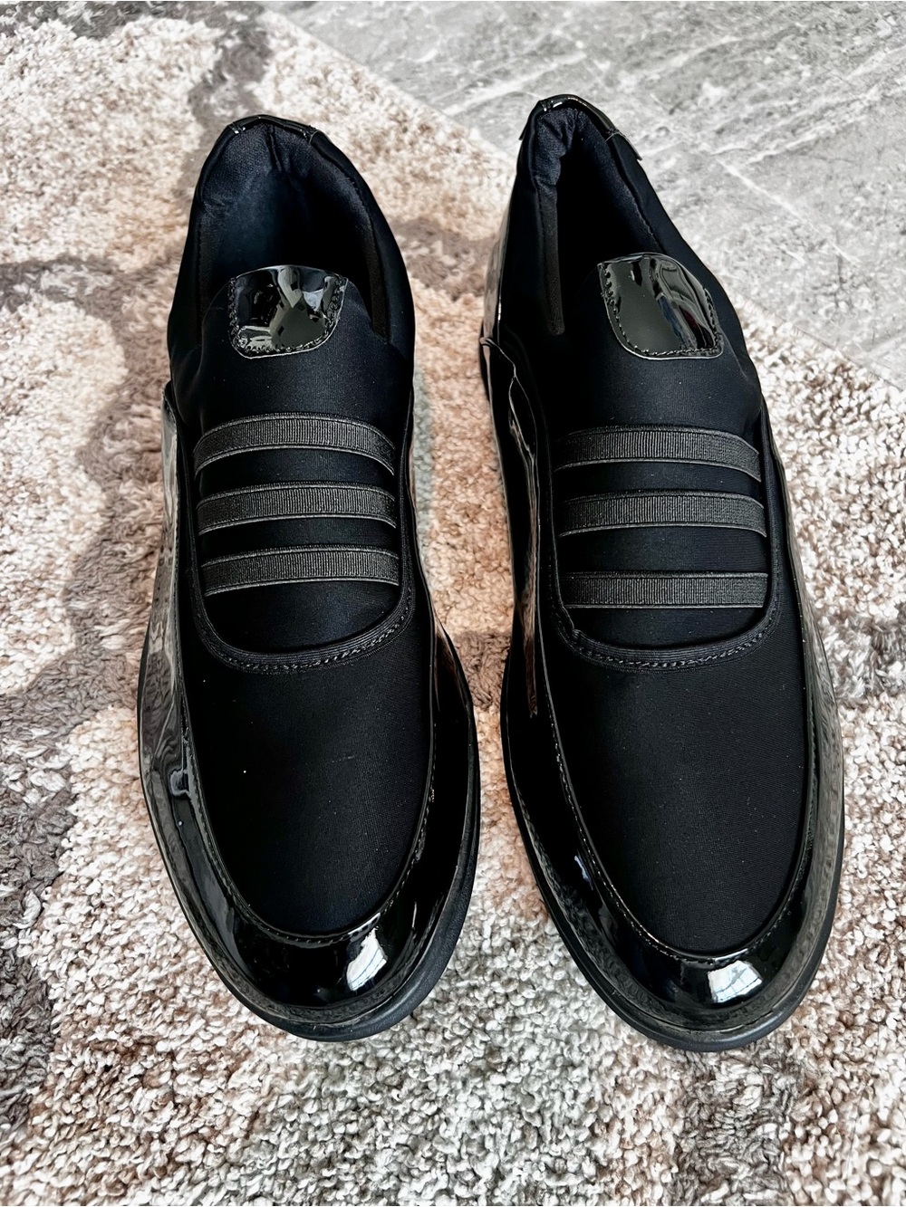 NWOT! Men’s Black Patent Trim Slip On Dress Loafers Size 12